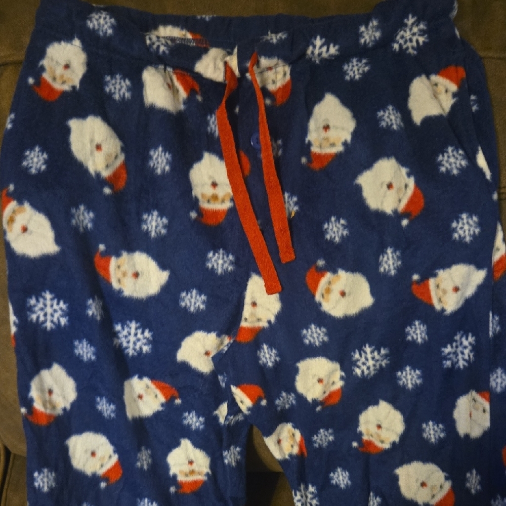 Cozy Blue Santa Womens Pajama Pants Size M